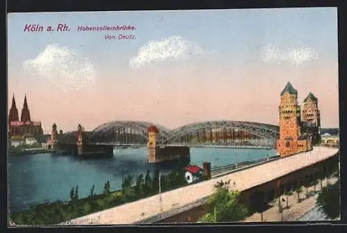 AK Köln a. Rh., Hohenzollernbrücke, von Deutz aus
