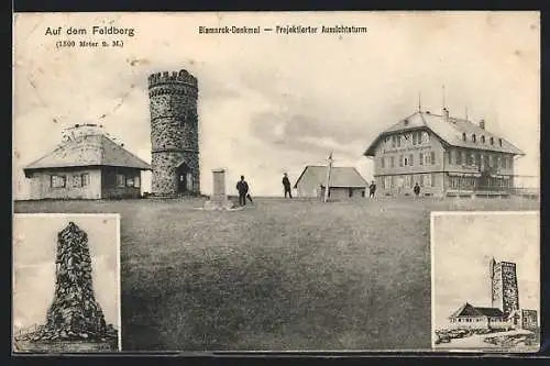 AK Feldberg / Schwarzwald, Gasthaus zum Feldbergturm und Bismarckdenkmal