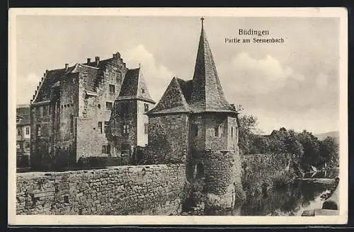 AK Büdingen / Hessen, Teilansicht am Seemenbach