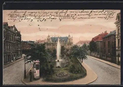 AK Essen /Ruhr, Strassenpartie mit Litfasssäule