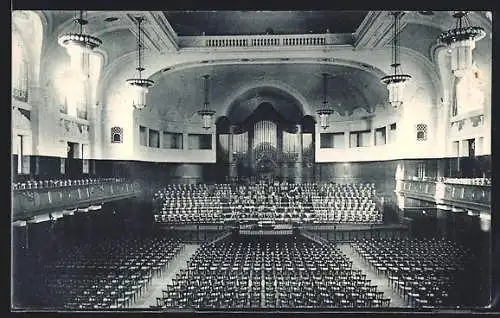 AK Essen a. Ruhr, Gasthaus Stadtgarten, Grosser Saal, Innenansicht