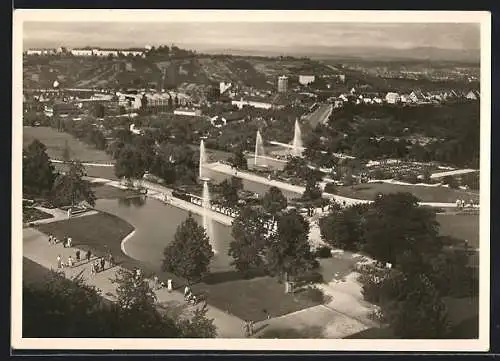 AK Stuttgart, Höhenpark Killesberg, Das Stuttgarter Gartenschau- und Ausstellungsgelände, Blick auf die Seenterrassen