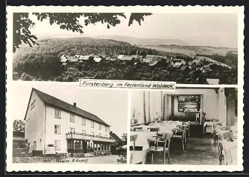 AK Fürstenberg /Waldeck, Hotel-Pension A. Rudolf, Innenansicht, Teilansicht