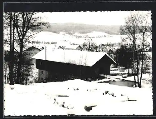 Foto-AK Lam, Ortspartie im Schnee 1966