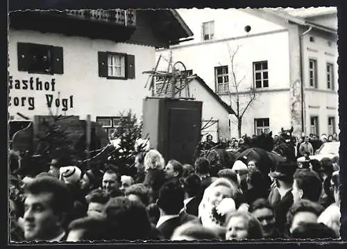 Foto-AK Lam, Gasthof Georg Vogl an Fasching 1966