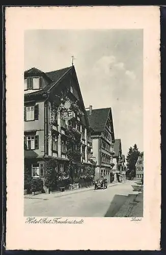 AK Freudenstadt / Schwarzwald, Strassenpartie am Hotel Post