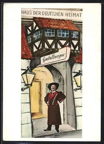 AK Berlin, Heidelberger, Das Haus der Deutschen Heimat, Haupteingang Friedrichstrasse