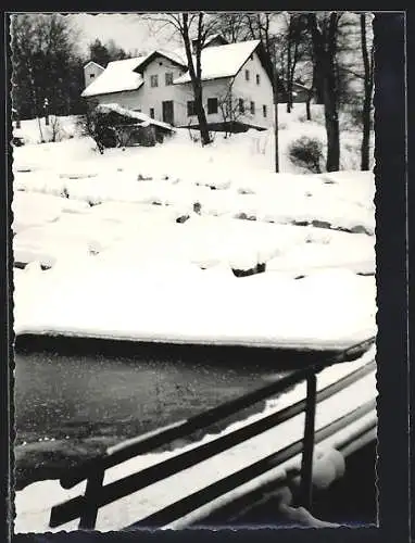 Foto-AK Lam, Ortspartie im Schnee 1966