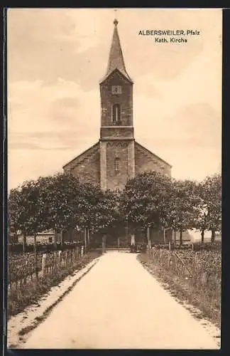 AK Albersweiler /Pfalz, Kath. Kirche mit Garten