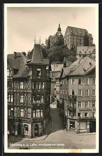 AK Marburg a.d.Lahn, Marktplatz mit Schloss