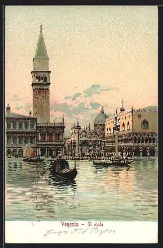 Lithographie Venezia, Il molo um 1900
