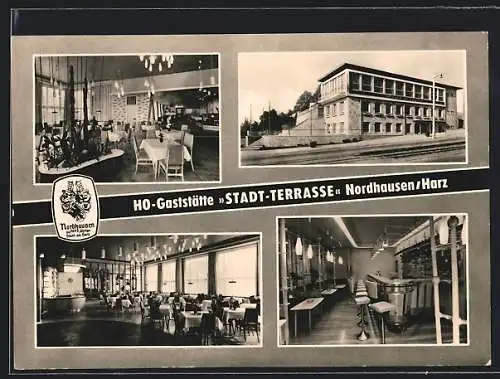 AK Nordhausen, HO-Gaststätte Stadt-Terrasse, verschiedene Ansichten