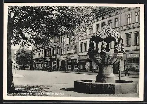 AK Aschersleben, Markt mit Hennebrunnen