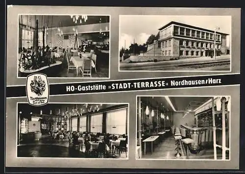 AK Nordhausen, HO-Gaststätte Stadt-Terrasse, verschiedene Ansichten