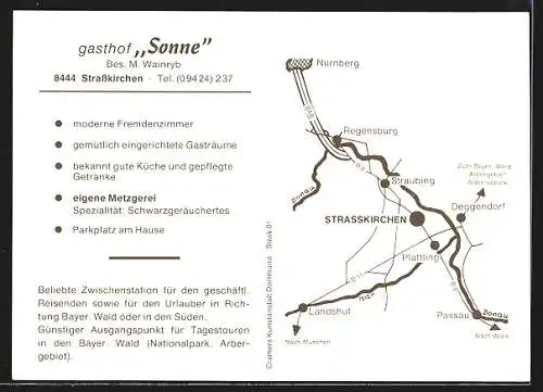 AK Strasskirchen / Donau, Gasthof Sonne mit Metzgerei