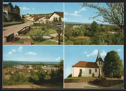 AK Gaiberg bei Heidelberg, Ortsansicht, Kirche, Strassenpartie