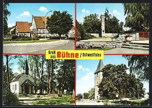 AK Bühne über Warburg /Ostwestfalen, Ortsansichten mit Kirche