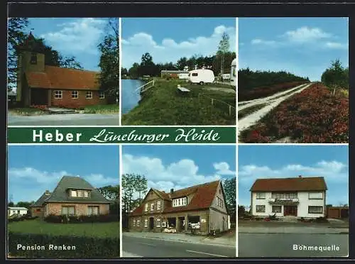 AK Heber über Soltau, Pension Renken, Gasthaus Böhmequelle, Capingplatz