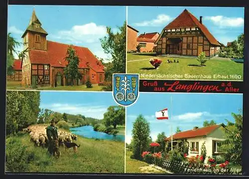 AK Langlingen a. d. Aller, Ferienhaus an der Aller, Niedersächsisches Bauernhaus, Kirche