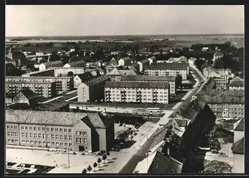 AK Pasewalk, Marktstrasse aus der Vogelschau