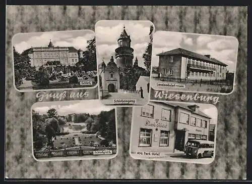 AK Wiesenburg / Sa., HOG Park-Hotel, Landambulatorium, Schloss