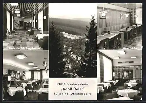 AK Luisenthal, FDGB-Erholungsheim Adolf Deter, Foyer, Restaurant, Bauernstube, Speisesaal