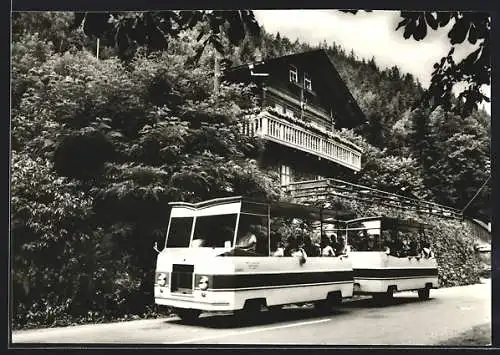 AK Schwarzburg /Thür., Schwarza-Express am Schweizerhaus