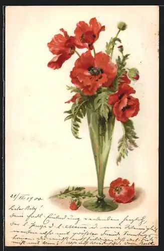 AK Mohnblumen in einer Vase