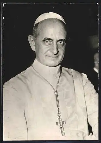 AK Portrait von Papst Paul VI. mit Kreuzkette