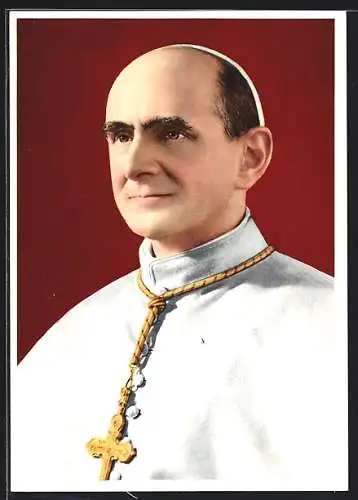 AK Portrait von Papst Paul VI. mit Kreuzkette