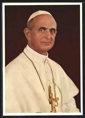 AK Papst Paul VI. blickt in die Kamera