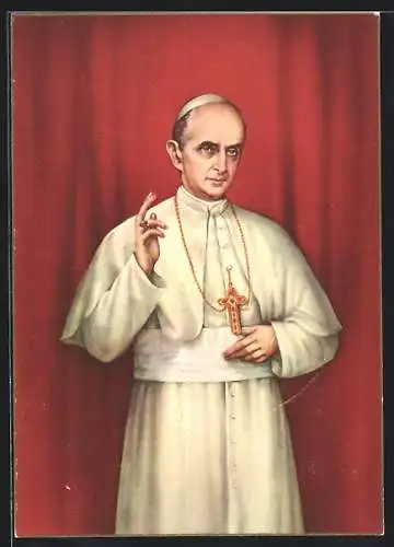 AK Portrait von Papst Paul VI. mit segnender Hand