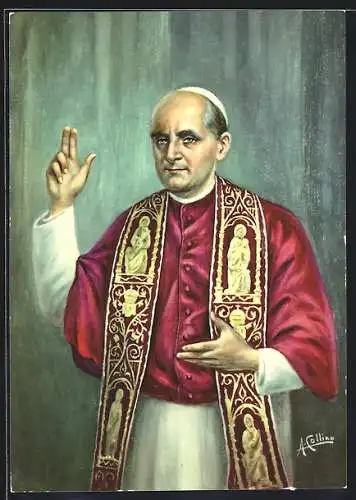 AK Portrait von Papst Paul VI. mit segnender Hand