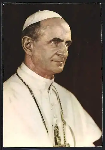 AK Portrait von Papst Paul VI. mit Kreuzkette