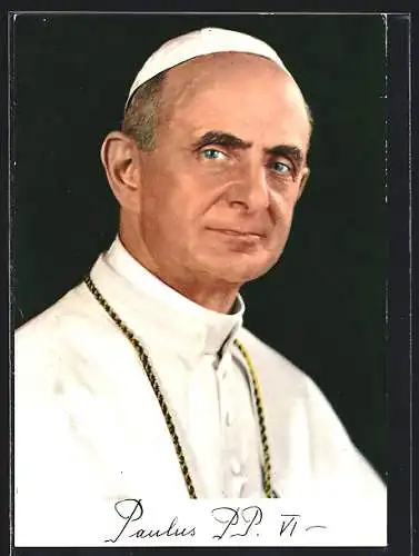 AK Portrait von Papst Paul VI. mit Kopfbedeckung