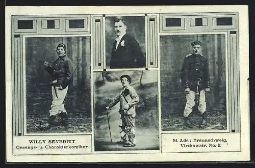AK Gesangs- und Charakterkomiker Willy Severitt in vier Kostümen