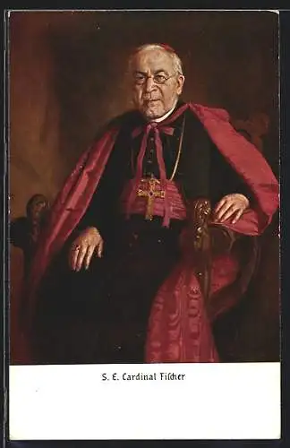 AK S. E. Cardinal Fischer mit Kreuzkette