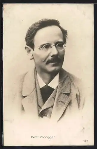 AK Portrait von Peter Rosegger mit Brille