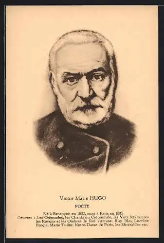 AK Portrait von Victor Marie Hugo, Dichter