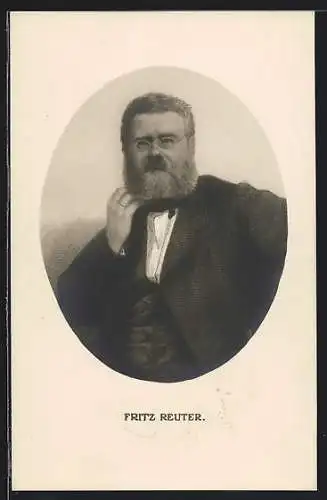 AK Portrait von Fritz Reuter mit Vollbart