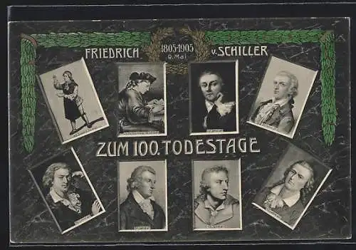 AK Portraits von Friedrich Schiller, 1805-1905, Zum 100. Todestag