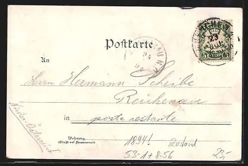 Vorläufer-Lithographie München, 1894, Münchner Hofbräuhaus mit Innenansicht