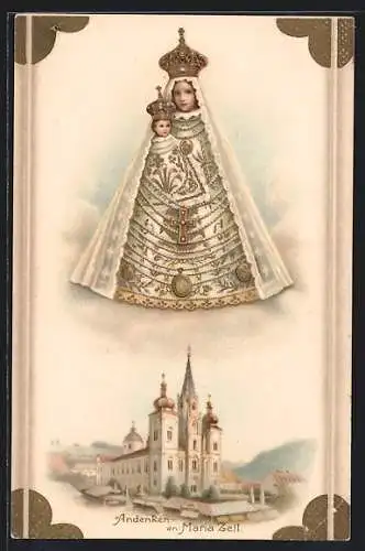 Präge-Künstler-AK Maria-Zell, Kirche mit Gnadenbild