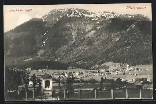 AK Mitterndorf, Salzkammergut, Teilansicht mit Kapelle