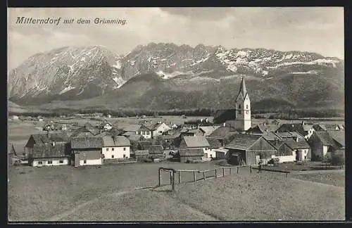 AK Bad Mitterndorf, Ortsansicht mit dem Grimming
