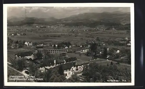 AK Strassengel bei Graz, Krankenanstalt d. Reichsbahn aus der Vogelschau