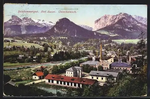 AK Bad Aussee /Salzkammergut, Ortsansicht gegen die Alpen