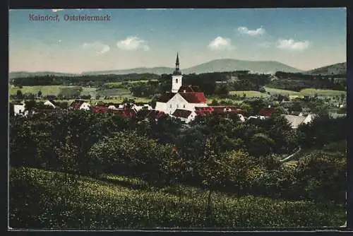 AK Kaindorf /Oststeiermark, Ortsansicht mit Kirche