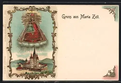 Präge-Künstler-AK Mariazell, Kirche, Gnadenbild