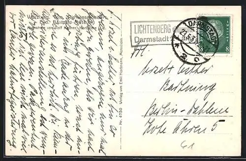 AK Landpoststempel Lichtenberg am Odenwald /Darmstadt